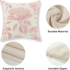 Pink Pillow Covers 18x18 Set of 2 Boho Floral Throw Pillow Cover Hydrangea Herbs Botanical Decoration Pillowcase Farmhouse Vintage Flower Linen Cushion Case Outdoor Decorative for Couch Sofa