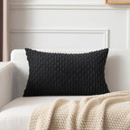 Kevin Textile 14x24 Inch Pillow Cover 1 Pack Boho Decorative Soft Striped Corduroy Lumbar Farmhouse Accent Rectangle Cushion Case for Living Room Couch Sofa Bed, Black