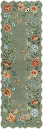 Lahome Floral Runners for Hallways, 2X6 Kitchen Runner Rug Ultra-Thin Soft, Non-Slip Hallway Rug Stain Resistant Boho Low-Pile Carpet for ‎Laundry Bathroom Bedroom Flore (2x6ft,Green)