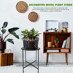 15" Tall Metal Plant Stand, 11" Wide Round Plant Stand for Flower Pots Up to 100lbs, Rustproof Iron Plant Holder for Indoor Outdoor Use, Easy Assemble Flower Stand for Home Garden Display Greenery
