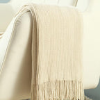CREVENT Super Cozy Soft and Warm Chenille Throw Blanket for Sofa Couch Chair Bed, Spring Summer Fall All Season Use, Gift for Mom Girlfriend (50''X60'' Ivory)