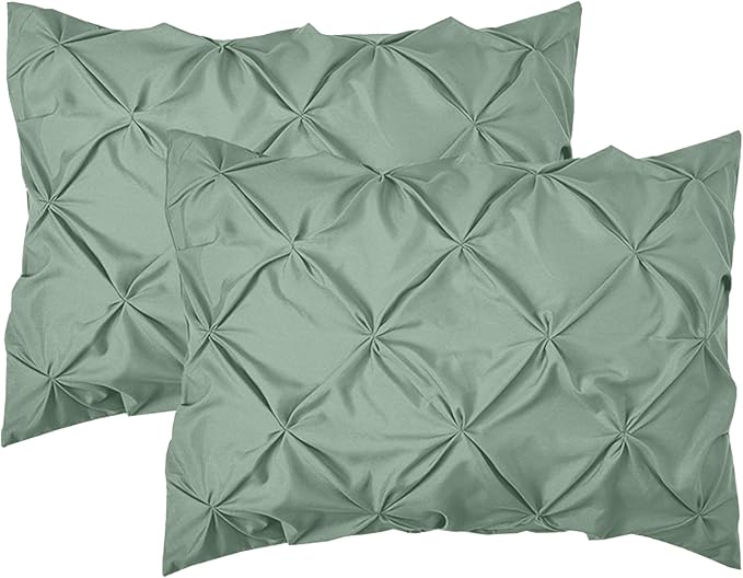 Elegant Comfort 2-Pack Sham Set Pinch Pleat Design, 1500 Premium Hotel Quality Microfiber, Stylish Design-Easy Care, Wrinkle and Stain Resistant, 2-Piece Sham Set, Pleated Standard/Queen, Smoke Green