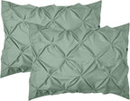 Elegant Comfort 2-Pack Sham Set Pinch Pleat Design, 1500 Premium Hotel Quality Microfiber, Stylish Design-Easy Care, Wrinkle and Stain Resistant, 2-Piece Sham Set, Pleated Standard/Queen, Smoke Green