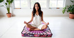INDIAN CRAFT CASTLE 24" Pink Peacock Mandala Barmeri Large Floor Pillow Cover Cushion Meditation Seating Ottoman Throw Cover Hippie Decorative Zipped Bohemian Pouf Ottoman Pom Pom Cases 24" Square