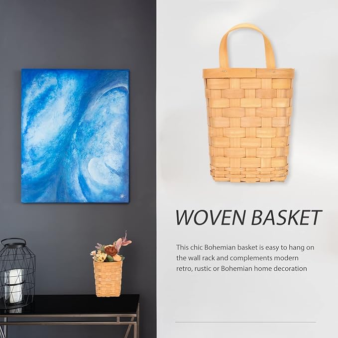 UPKOCH Woven Storage Baskets for Wall Hanging Honey Organizer Nordic Style Decorative Basket for Closet Door Wall Storage