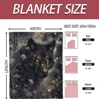 Mystical Black Wolf Flannel Blanket 50x60in,Enchanted Forest Floral Night Design,Soft Lightweight Throw for Wolf Lovers,Fantasy Fans,Wiccan Decor and Dark Aesthetic Rooms Gifts Blankets