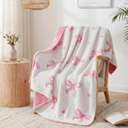 WRENSONGE Throw Blanket Bubble Bowknot Pink Soft Cozy Fluffy Warm Throw for Couch Sofa Bed Camping Picnic Travel Lightweight - 50"*60"