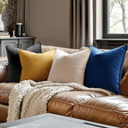 MIULEE Navy Blue Velvet Throw Pillow Covers 24x24 Soft Decorative Solid Square Euro Sham Cushion Cases Pack of 2 Modern Luxury Home Decor for Couch, Sofa, Bedroom