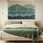 Sdjazl Woven Boho Macrame Wall Hanging Home Decor Tapestry Dip-Dyed Large Modern Handmade Colorful Mountain Landspace for Living room (green)