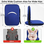 Stadium Seats Cushion for Bleachers with Strong Back Support, Folding Bleacher Seat with 20In Wide Cushion, 4LBS Lightweight, 6 Reclining Positions, Multifunctional Floor Chair for Indoor or Outdoor