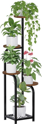 TOSKING 5 Tier Metal Anti-Tip Plant Stand indoor, Wide Base for Pots, Child and Pet Friendly ,Heavy Duty Plant Shelf ,Corner Shelf, Flower Pot Stand for Multiple Plants, Indoor Plants Tiered Stand for Living Room Balcony Garden Patio Bedroom(Black and ...