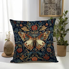 William Morris Abstract Vintage Floral Velvet Butterfly Design Throw Pillow Covers Home Decor, Retro Art Decor Pillowcase Cushion Cover for Bed Sofa Living Room, Square 18x18inch (Blue-Butterfly)