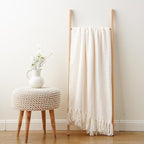 BATTILO HOME Cream White Throw Blanket for Couch, Ivory Throw Blanket for Bed, Warm Decorative White Blanket Throw for Home Decor, 50" x 60"