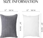 Softalker Throw Pillow Covers 12x20 Inch, Set of 2, Soft Corduroy Boho Stripe Decorative Pillow Cover, Couch Fluffy Pillow Cover for Farmhouse Home Decor Bed Living Room, Dark Grey