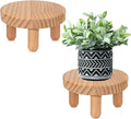ARTORA Small Wooden Riser, Decorative Round Wood Desktop Plant Stand Mid Century Kitchen Counter Pedestal Stand for Centerpiece Pet Bowl Holder (Natural, 2 Pack)