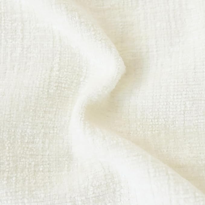 CaliTime Throw Pillow Covers Decorative 24 X 24 Inches Pack of 2 Cotton Thread Stitching Edges Solid Dyed Soft Chenille Cushion Cases for Couch Sofa Bed Living Room Farmhouse Cream