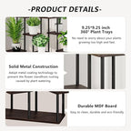 AZERPIAN Plant Stand 9 Tier Indoor Metal Flower Shelf for Multiple Plants Corner Tall Flower Holders for Patio Garden Living Room Balcony Bedroom, Black Oak