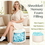 Round Corduroy Ottoman Foot Rest Pouf for Living Room Couch - Soft Plush Shredded Foam Filled Hassock Stool, Comfy Footstool