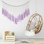EOBTAIN Purple Macrame Wall Hanging Large Tassel Garland Decor,Bohemian Tapestry for Bedroom Living Room,Boho Wall Pediments Girls Nursery Dorm Home Wall Decoration,Birthday Party Gift for Women