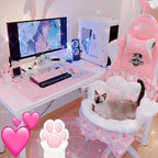 Ditucu Cat Paw Cushion Kawaii Chair Cushions 31.4 x 27.5 inch Cute Stuff Seat Pad Comfy Lazy Sofa Office Floor Pillow for Gaming Chairs Room Decor White