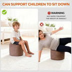 Pouf Ottoman Foot Rest, Comfortable & Soft, Round Footstool for Living Room, Bedroom, Office, Room Decoration, Corduroy Foot Stool Pouf with Odorless & Anti-Clump Filling, Small Brown