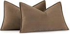 MIULEE Pack of 2 Dark Brwon Decorative Lumbar Pillow Covers 12x20 Inch Soft Chenille Luxurious Couch Throw Pillows Farmhouse Cushion Covers with Elegant Design for Sofa Bedroom Living Room Home Decor