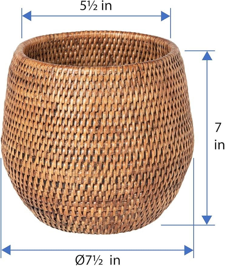 KOUBOO La Jolla Coco Rattan Bowl, Honey-Brown, Small Planter