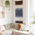 Macrame Wall Hanging Dip-Dye Wall Decor 15''W*39''L Boho Handmade Fiber Wall Art Decor for Nursery Bedroom Living Room