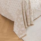 ROOMLIFE Beige Couch Covers for Sofa, Sofa Covers Washable Non Slip Furniture Protector Couch Sofa Covers for 3 Cushion Couch, Breathable Sofa Slipcovers Couch Cover Blanket with Tassels 71" X 150"
