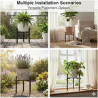 Adjustable Plant Stand Indoor Outdoor, Heavy Duty Metal Modern Plant Holder for 8-12 Inch Pots, Stable Corner Flower Pot Stand Black (Pot & Plant Not Included) (Back-1PCS)