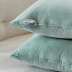 MIULEE Blue Grey Velvet Throw Pillow Covers 18x18 Soft Decorative Solid Square Cushion Cases Pack of 2 Modern Luxury Home Decor for Couch, Sofa, Bedroom