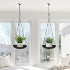 ARTORA Metal Plant Hanger, Indoor Decorative Wall Plant Hanging Basket Black Pot Holder Ceiling Flower Planter Hanging Chain with Long Hook (1 Pack)