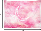 LB Pink Sky Tapestry Fantasy Pink Cloud and Moon Nature Landscape Wall Hanging Colorful Aesthetic Tapestries Wall Blanket for Bedroom Living Room Girl Teen Dorm Party Decor 59x51 Inches