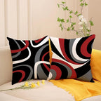 Red and Black Throw Pillow Covers 18x18 Set of 4,Grey Modern Abstract Pillowcases,Gray Geometric Circle Pattern Decor for Sofa Couch Living Room Bedroom Home Outdoor