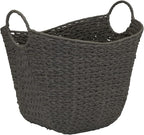 Household Essentials Paper Rope Basket with Handles, Natural Woven Woven Storage Basket, Great for Decoration or Organization