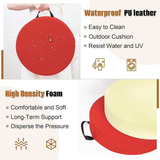 6 Pcs Flexible Seating, Waterproof Floor Cushions Easy to Clean and Carry,16''x16''x3'' Soft Seat Cushion for Learning Sitting Daycare Chair Yoga and Meditation (PU Leather)