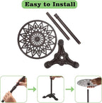 OwnMy Cast Iron Tall Plant Stand Heavy Duty Vintage Flower Pot Holder Stand, Decorative Round Potted Plant Holder Rack, Indoor Outdoor Metal Plant Holder Wrought Iron Large Plant Stand for Home Garden