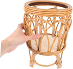POPETPOP Hand Woven Rattan Plant Basket Boho Style Planter with Liner Functional Home Decor Versatile Storage for Flowers and Succulents