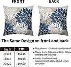 Blue White Grey Gray Pillow Covers 20X20 Inch Set of 2, Summer Modern Geometry Dahlia Floral Print Decorative Throw Pillow Covers Outdoor Farmhouse Cushion Case for Home Couch Sofa Bed Decor