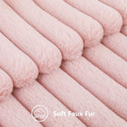decorUhome Summer Cozy Faux Fur Throw Pillow Covers 24x24 Set of 2 Decorative Soft Plush Striped Modern Farmhouse Boho Couch Euro Sham Pillow Cases with Velvet Back for Sofa Bed Living Room, Pink