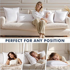 MIULEE Goose Feather Down 22x22 Pillow Insert Set of 2 with 100% Down-Proof Cotton Cover, Soft Fluffy Decorative Pillow for Sofa Bed Couch Living Room White