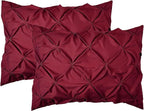 Elegant Comfort 2-Pack Sham Set Pinch Pleat Design, 1500 Premium Hotel Quality Microfiber, Stylish Design-Easy Care, Wrinkle and Stain Resistant, 2-Piece Sham Set, Pleated Standard/Queen, Burgundy