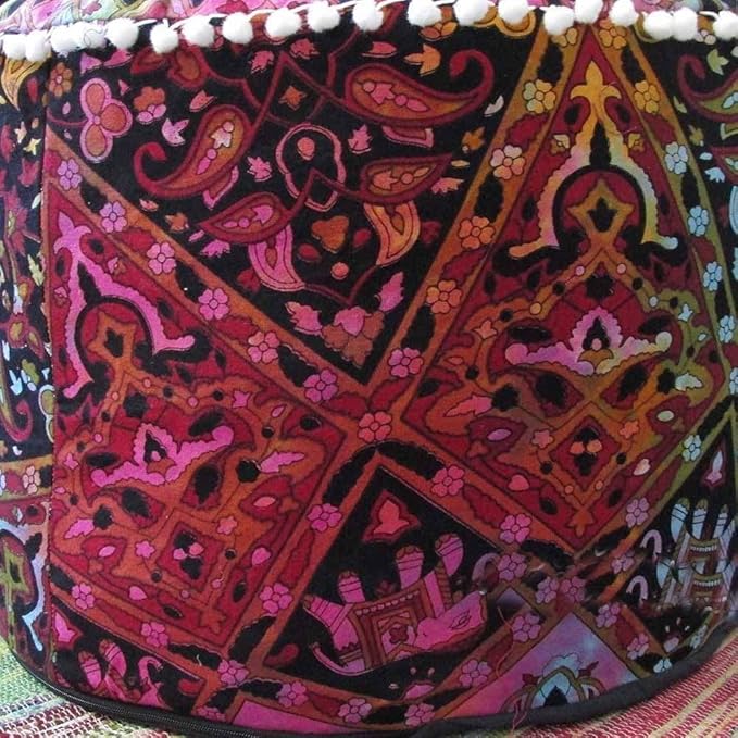 Decorative Mandala Floor Pillow Indian Floor Pouf Ottoman Cover Indian Patchwork Pouffe Foot Stool Mandala Round Pouf Cover Kids Bean Bag Case