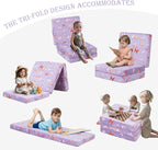 MeMoreCool Foldable Floor Mattress for Kids, Glow Butterfly Toddlers Trifold Nap Mat, Kids Folding Mattress Portable Sleeping Futon for Daycare or Floor Bed, 57x22 Inch Purple