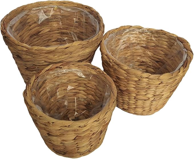 Set of 3 pcs Stylish Seagrass Planter Basket - Natural Water Hyacinth Small Storage - Made of Eco Friendly - Flower Pot Table Decoration - Boho Decor - Gift For Her