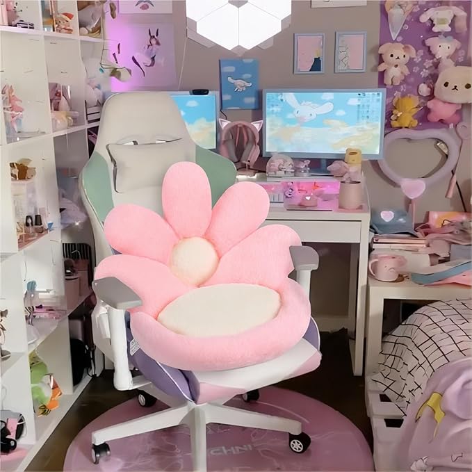 Ditucu Flower Shape Chair Pillow Cute Seat Cushion 19 inch Comfy Lazy Sofa Floor Pillows Dorm Seating for Bedroom Decor Pink