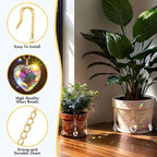 Sun Catcher Plant Hanger with Beads and Glass Crystal Beaded Plant Accessories for Indoor Home Rainbow Decor Pot Accessory(Flower Pot Not Included) (Heart)