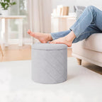 B FSOBEIIALEO Ottoman with Stroage, Boucle Round Storage Ottoman with Tray,Foot Rest Stool for Dorm Room, Living Room Grey, 12.99"x12.99"x13.78"