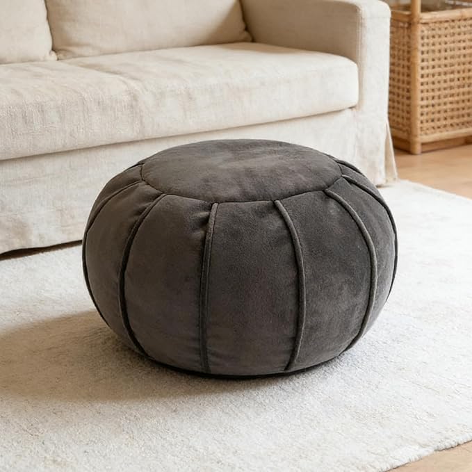 Louis Donné Unstuffed Flannel Fabric Ottoman Pouf Cover Footstool Pouffe Cover Replacement Outdoor Upholstered Foot Rest Storage Solution for Kids Pet Christmas Living Room Home Decor ONLY Cover
