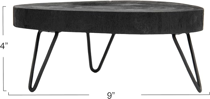 Creative Co-Op Decorative Paulownia Wood Pedestal, Black